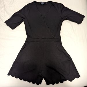 EUC French Connection Scalloped Black Romper Size 4